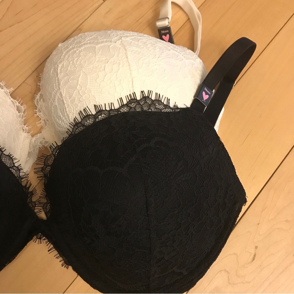 Elegant Lace Bra Set x2 - Black & White Victoria Secret 34DDD New WOT